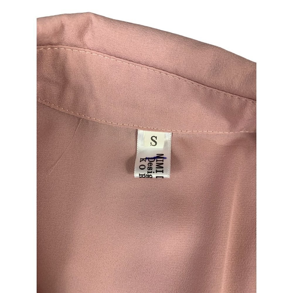 Women's Rose Pink Long Sleeve Shear Blouse - Picture 3 of 6